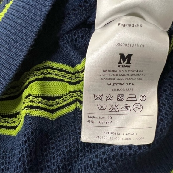 Missoni Knit Cropped Sweater, size Navy/ Green, Pink size 4 - Picture 3 of 8
